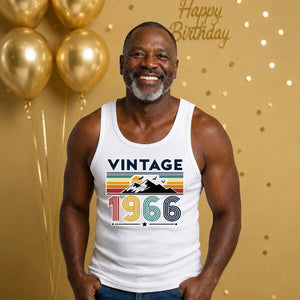 60th Birthday Tank Top Men Vintage 1966 Retro Mountain Sunset