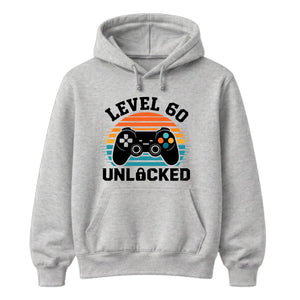 60th Birthday Unisex Hoodie Level 60 Unlocked Retro Gamer