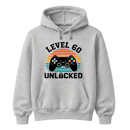 60th Birthday Unisex Hoodie Level 60 Unlocked Retro Gamer