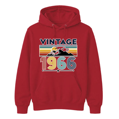 60th Birthday Unisex Hoodie Vintage 1966 Retro Mountain Sunset