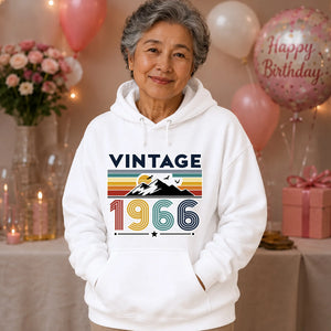 60th Birthday Unisex Hoodie Vintage 1966 Retro Mountain Sunset