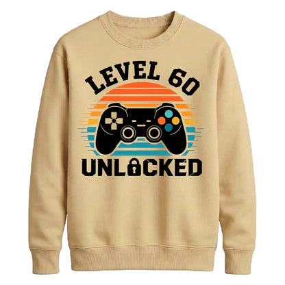 60th Birthday Unisex Sweatshirt Level 60 Unlocked Retro Gamer