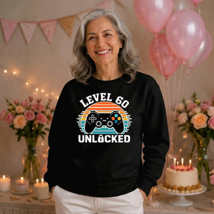 60th Birthday Unisex Sweatshirt Level 60 Unlocked Retro Gamer