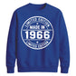 60th Birthday Unisex Sweatshirt Made in 1966 Limited Edition Vintage