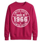 60th Birthday Unisex Sweatshirt Made in 1966 Limited Edition Vintage