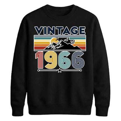 60th Birthday Unisex Sweatshirt Vintage 1966 Retro Mountain Sunset