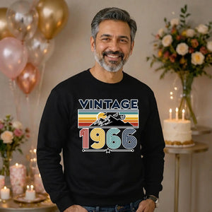 60th Birthday Unisex Sweatshirt Vintage 1966 Retro Mountain Sunset