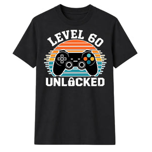 60th Birthday Unisex Tshirt Level 60 Unlocked Retro Gamer