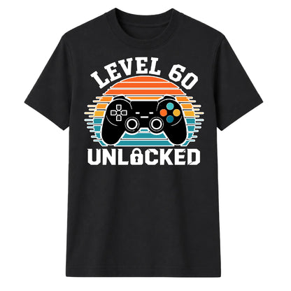 60th Birthday Unisex Tshirt Level 60 Unlocked Retro Gamer