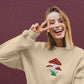 Embroidered Mushroom Hoodie, Magic Mushroom Embroidery Crewneck Jumper, Botanical Plant Nature Lover Shroom Womens Top, Frog Unisex Sweater