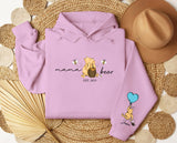 Mama Bear Hoodies. Personalised Mum Hoodie with Children Names on Sleeve. Mama Bear Jumpers, Hooded Sweaters for New Mum. Mother's Day Gifts