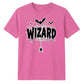 Spooky wizard cobweb bats graphic Halloween Unisex t-shirt