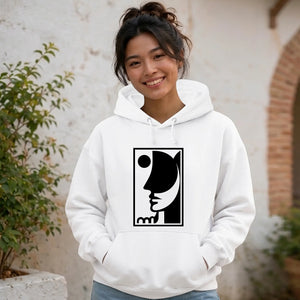 Abstract Line Art Face Silhouette Graphic Unisex Hoodie