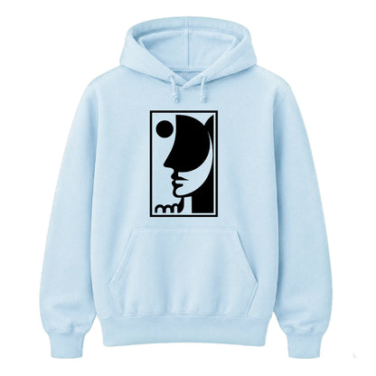 Abstract Line Art Face Silhouette Graphic Unisex Hoodie