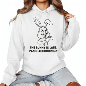 The Bunny Is Late.Panic Accordingly Easter John Printed Hoodie-PW600
