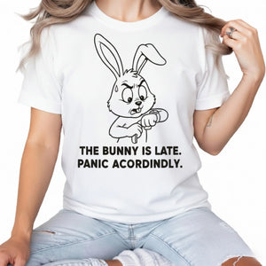 The Bunny Is Late.Panic Accordingly Easter John Printed Tshirt-PW600
