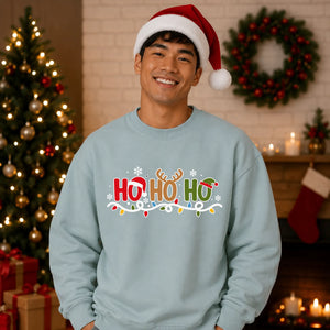 Festive Ho Ho Ho Lights Art Christmas Oversized Sweatshirt