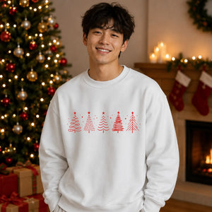 Minimalist Line Art Trees Christmas Oversized Sweatshirt