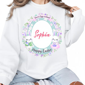 You're Egg-ccelent! Sophia Happy Easter Printed Sweatshirt - PW598
