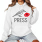 A Bird, a Bloom, and the Press Printed Hoodie-PW5122