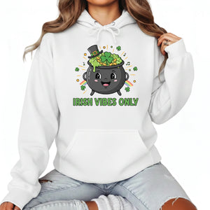 Irish Vibes Only Printed Saint Patrick’s Day Hoodie - PW619