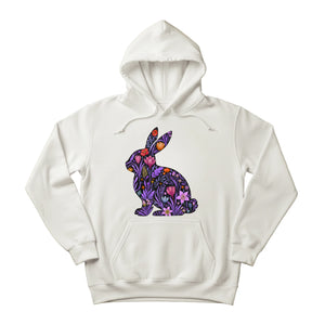Cute Spring Floral Bunny Hoodie Easter Printed Hoodie-PW596