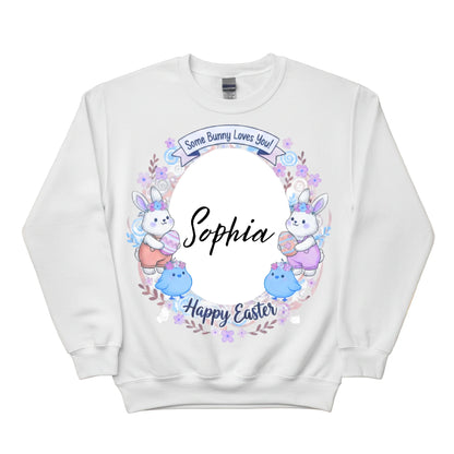 Some Bunny Loves You! Sophia Happy Easter Printed Sweatshirt - PW597