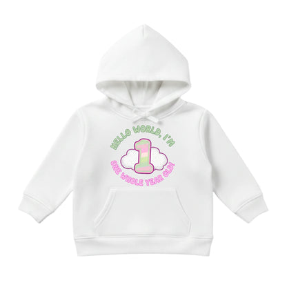 I Am One Whole Year Old Kids Printed Birthday Hoodie - PW578
