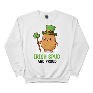 Irish Spud And Proud Printed Saint Patrick's Day Sweatshirt - PW617