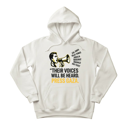 Their Voices Will Be Heard Press Gaza Printed Hoodie-PW5114