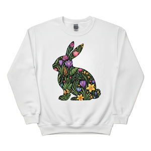 Cute Spring Floral Bunny Easter Printed  Sweatshirt - PW596