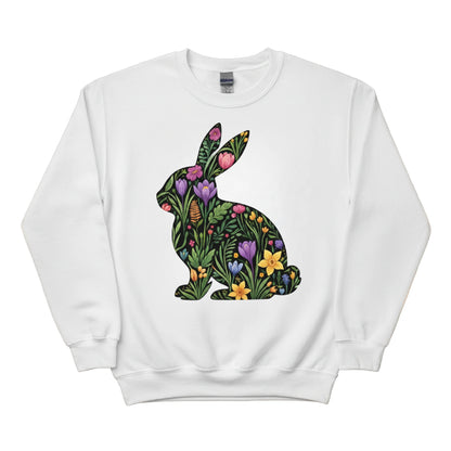 Cute Spring Floral Bunny Easter Printed  Sweatshirt - PW596