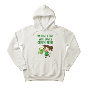 Girl Who Loves Green Beer Printed Saint Patrick’s Day Hoodie - PW623