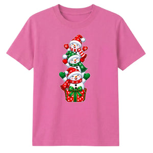 Delightful stacked snowmen graphic Christmas Unisex T-Shirt