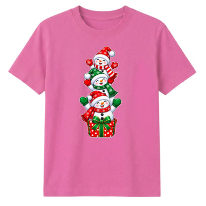Delightful stacked snowmen graphic Christmas Unisex T-Shirt