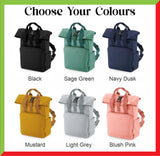Personalised Backpack, Custom Name or Initials Printed Backpack, Twin Handle Roll-Top Travel Bags, 100 Polyester Bags, Back to School Gifts