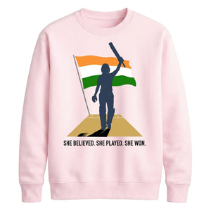 Indian Cricket T20 World Cup 2026 Indian Team 2026 Believed Played Won India Women Cricket Printed Unisex Sweatshirt