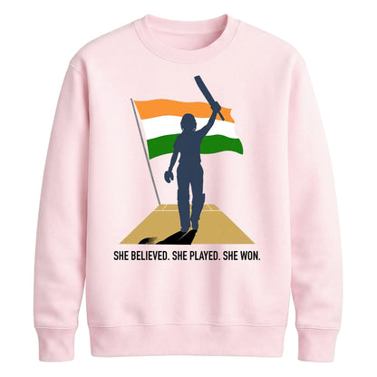 Indian Cricket T20 World Cup 2026 Indian Team 2026 Believed Played Won India Women Cricket Printed Unisex Sweatshirt