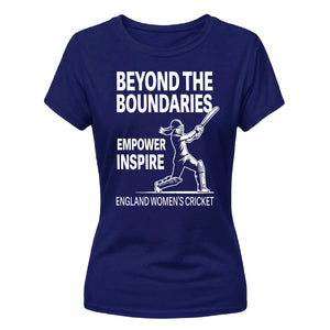 Beyond The Boundaries Women Cricket Printed Ladies Fit T-Shirt - England Cricket 2026 Tee Shirt