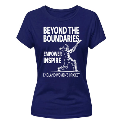 Beyond The Boundaries Women Cricket Printed Ladies Fit T-Shirt - England Cricket 2026 Tee Shirt