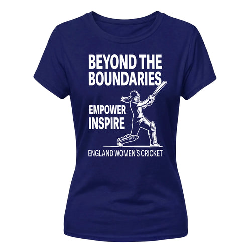 Beyond The Boundaries Women Cricket Printed Ladies Fit T-Shirt - England Cricket 2026 Tee Shirt