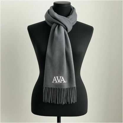 Personalised Embroidered Name Initial Scarf – Custom Woven Oversized Scarf, Perfect Christmas Gift