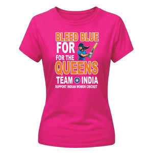 India T20 Women's World Cup Bleed Blue India Women's Cricket Printed Ladies Fit T-Shirt