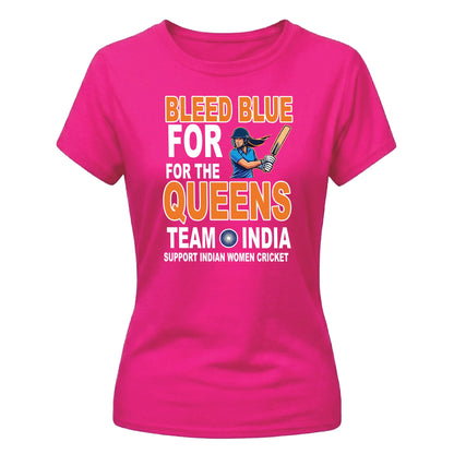 India T20 Women's World Cup Bleed Blue India Women's Cricket Printed Ladies Fit T-Shirt