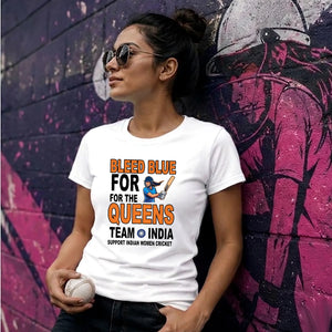 India T20 Women's World Cup Bleed Blue India Women's Cricket Printed Ladies Fit T-Shirt