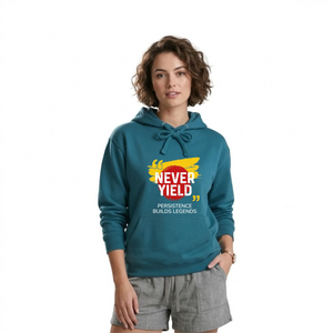 Bold Never Yield Persistence Quote Graphic Unisex Hoodie