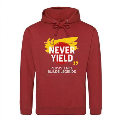 Bold Never Yield Persistence Quote Graphic Unisex Hoodie