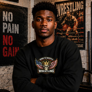 Born To Wrestle Skull Graphic Wrestling Unisex Sweatshirt