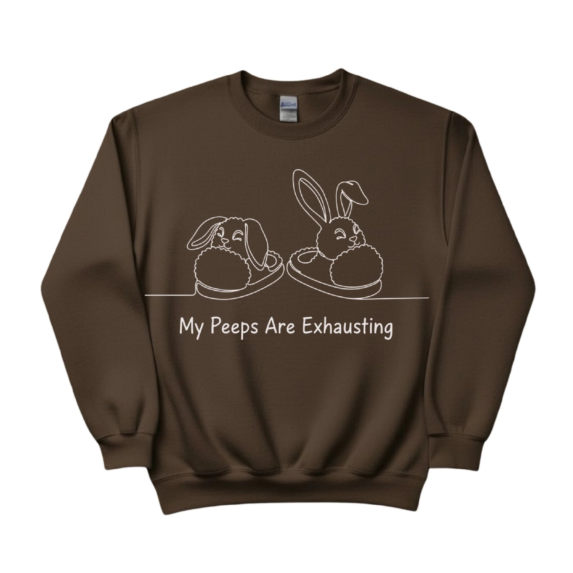 Bunny My Peeps are Exhausting Easter Printed Sweatshirt-PW601