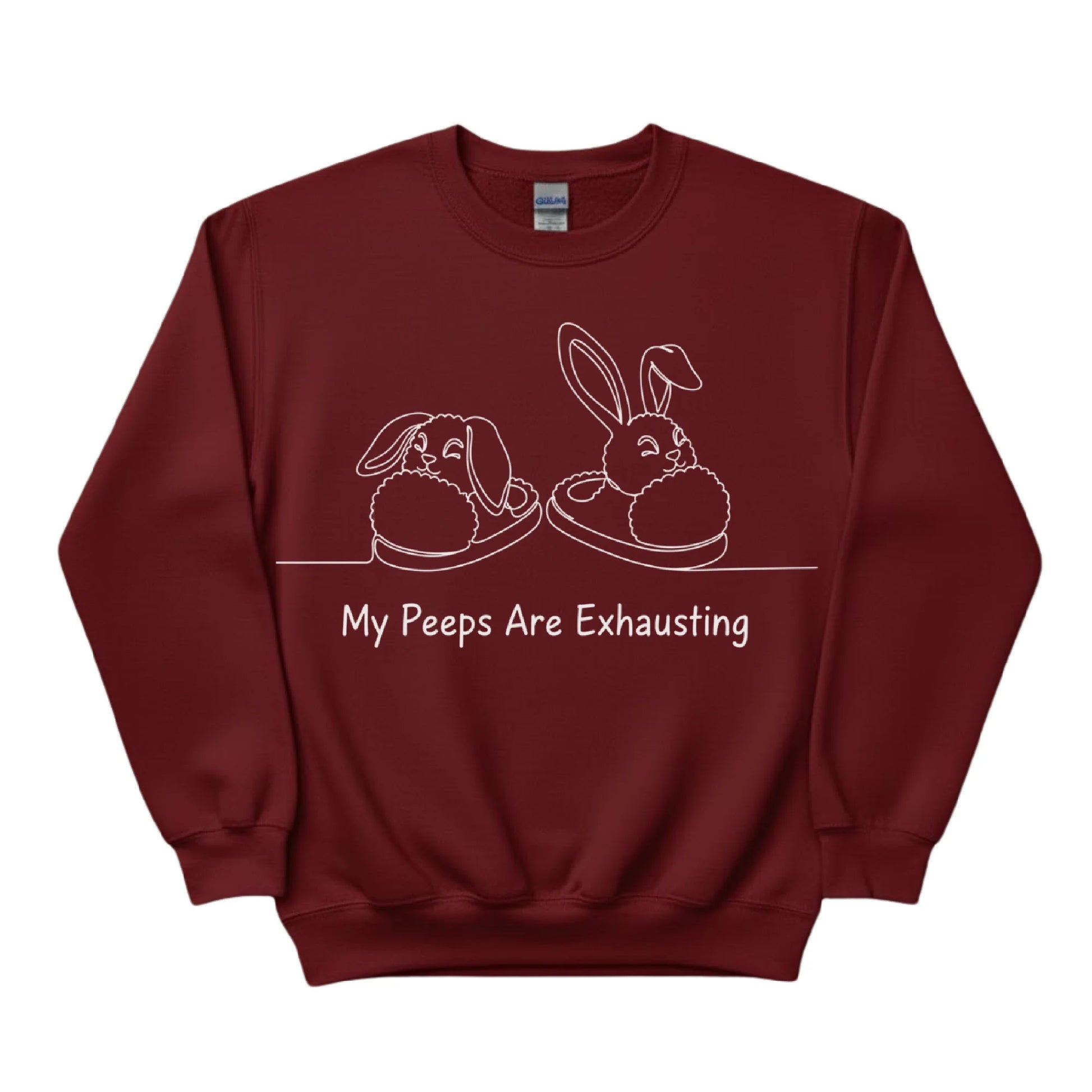 Bunny My Peeps are Exhausting Easter Printed Sweatshirt-PW601